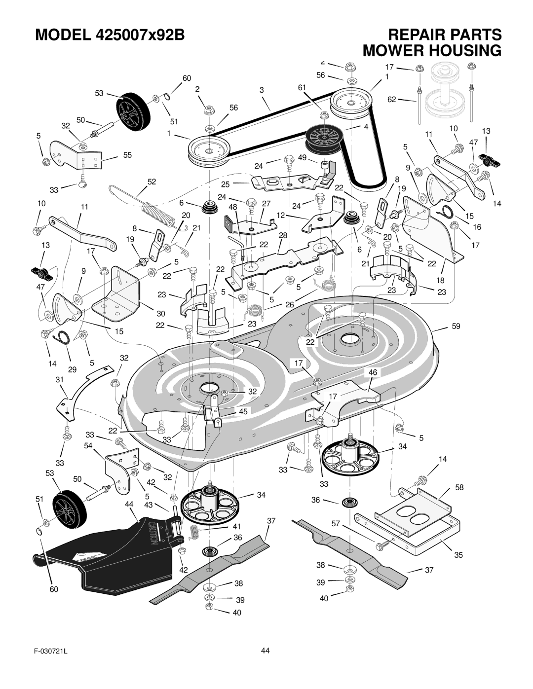 Murray 425007x92B manual Mower Housing 