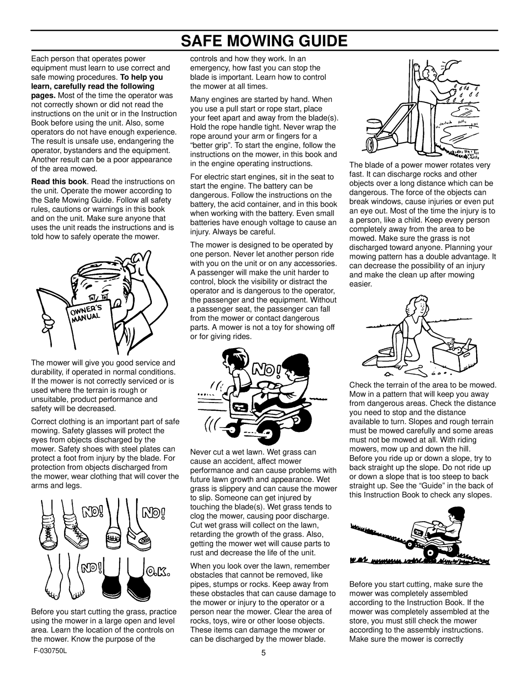 Murray 425306x48A manual Safe Mowing Guide 