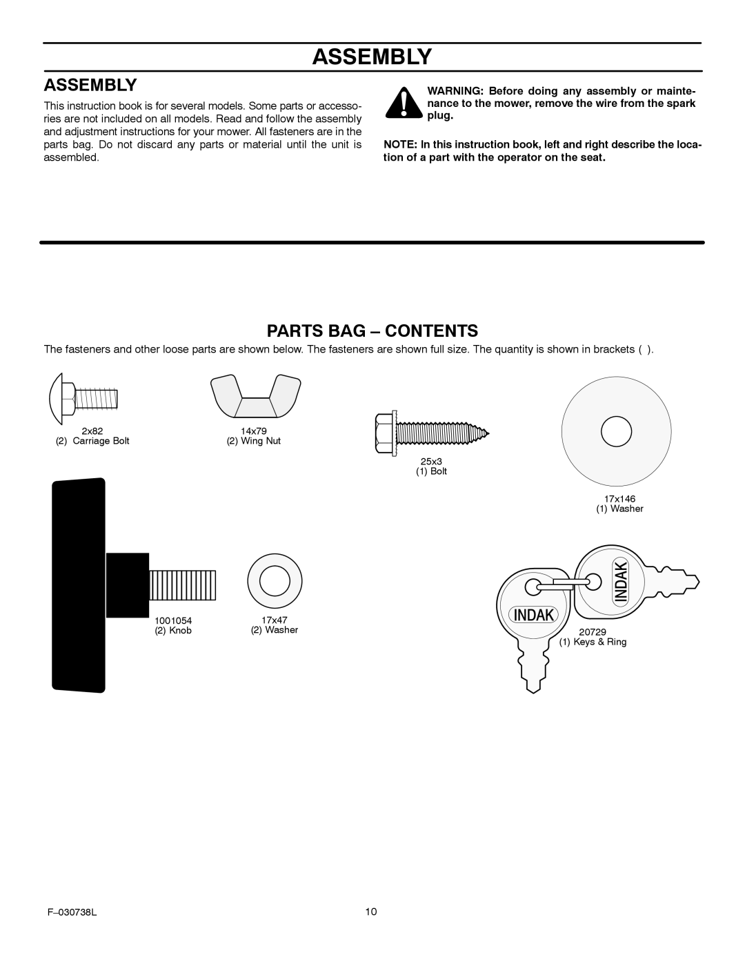 Murray 425603x99A manual Assembly 