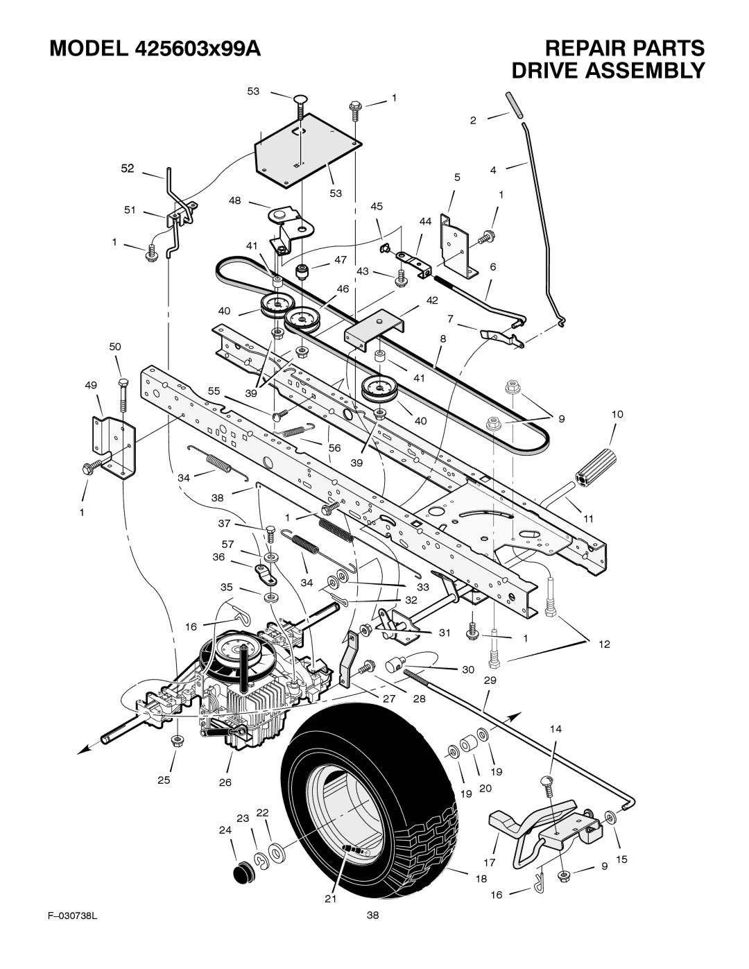 Murray 425603x99A manual Drive Assembly 