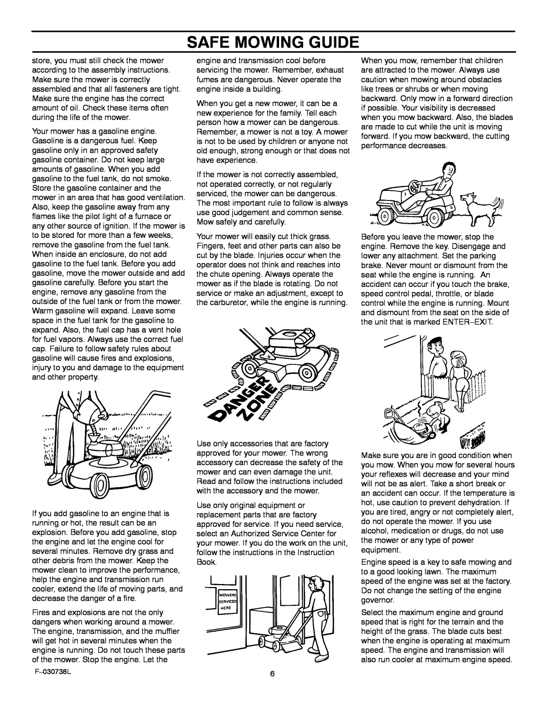 Murray 425603x99A manual Safe Mowing Guide 