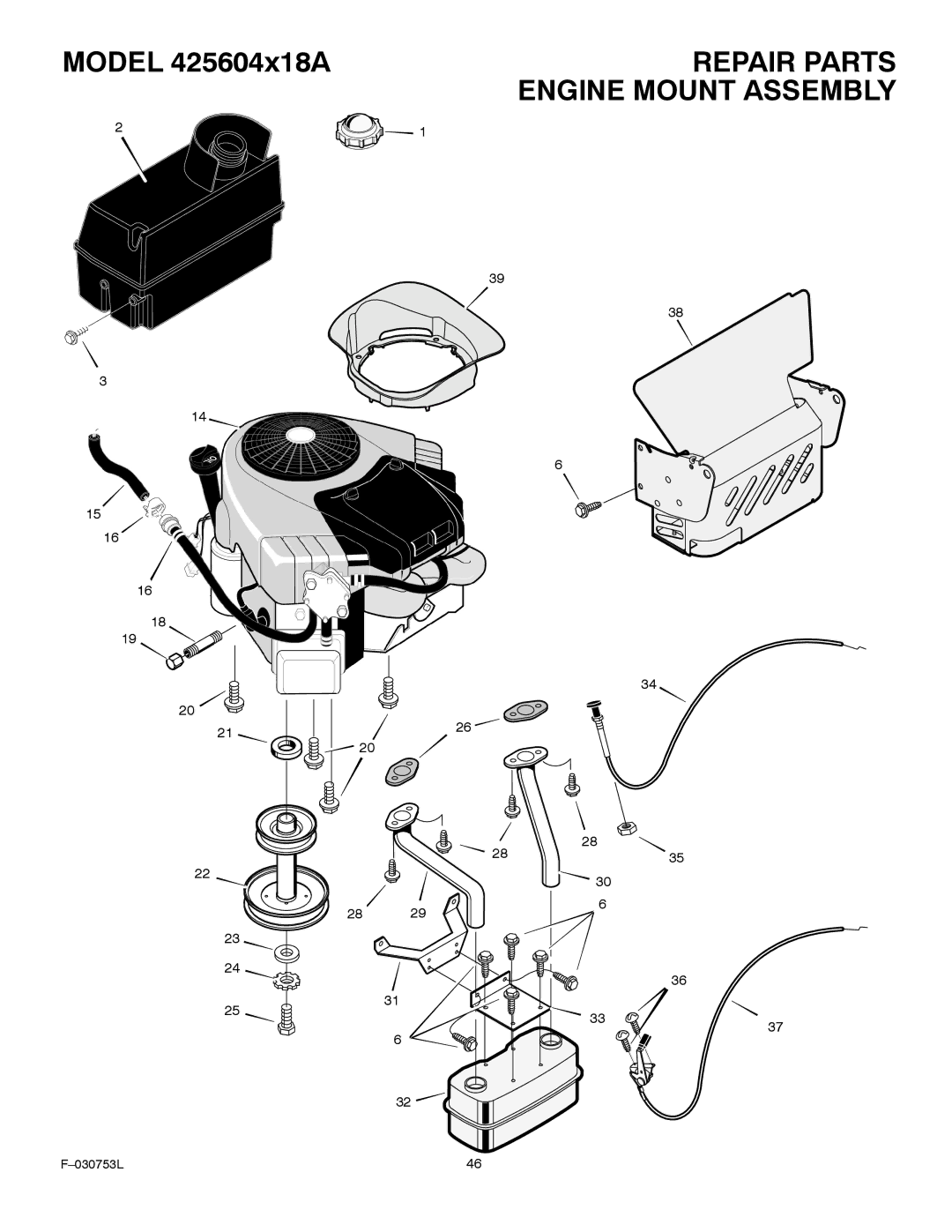 Murray 425604x18A manual Repair Parts Engine Mount Assembly 