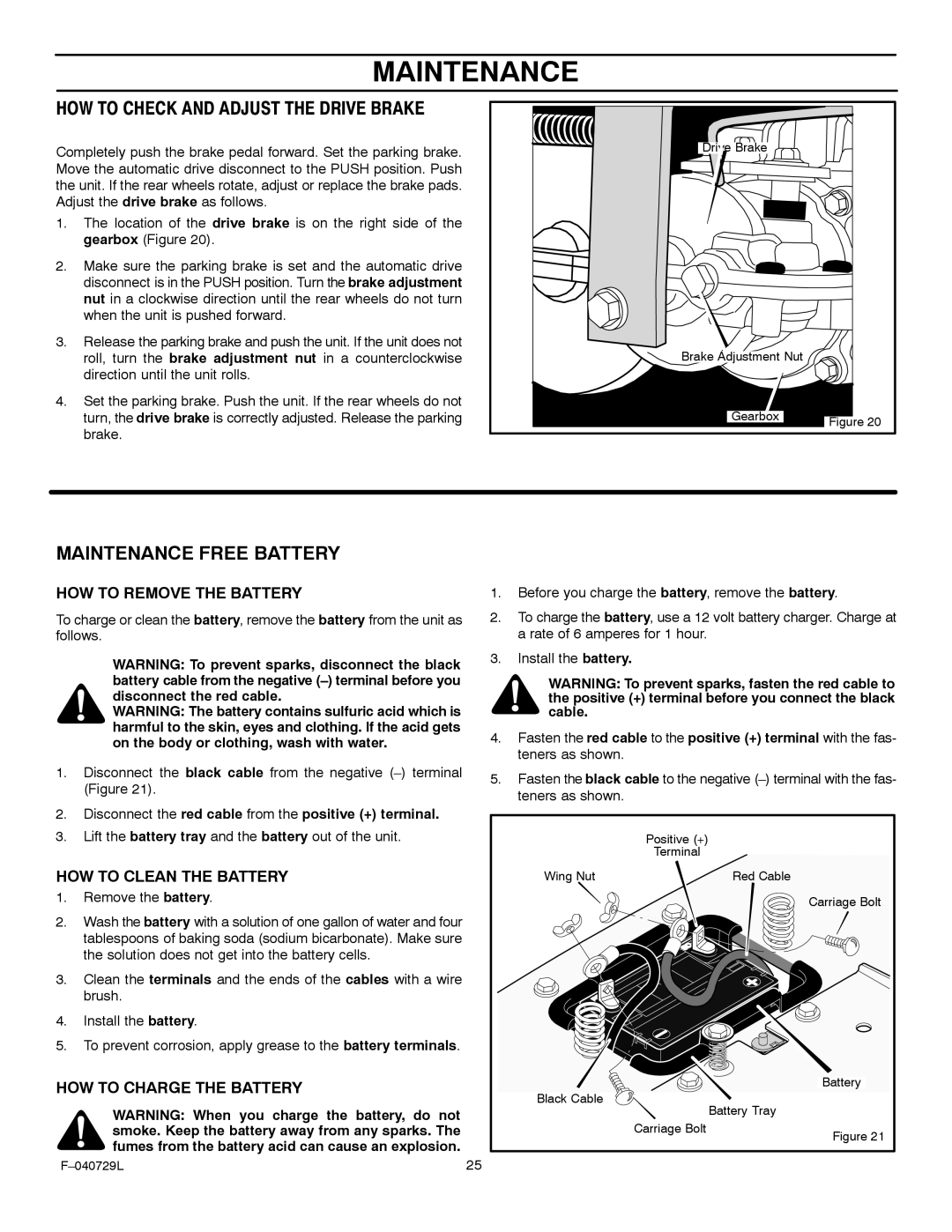 Murray 425620x92A manual HOW to Check and Adjust the Drive Brake 