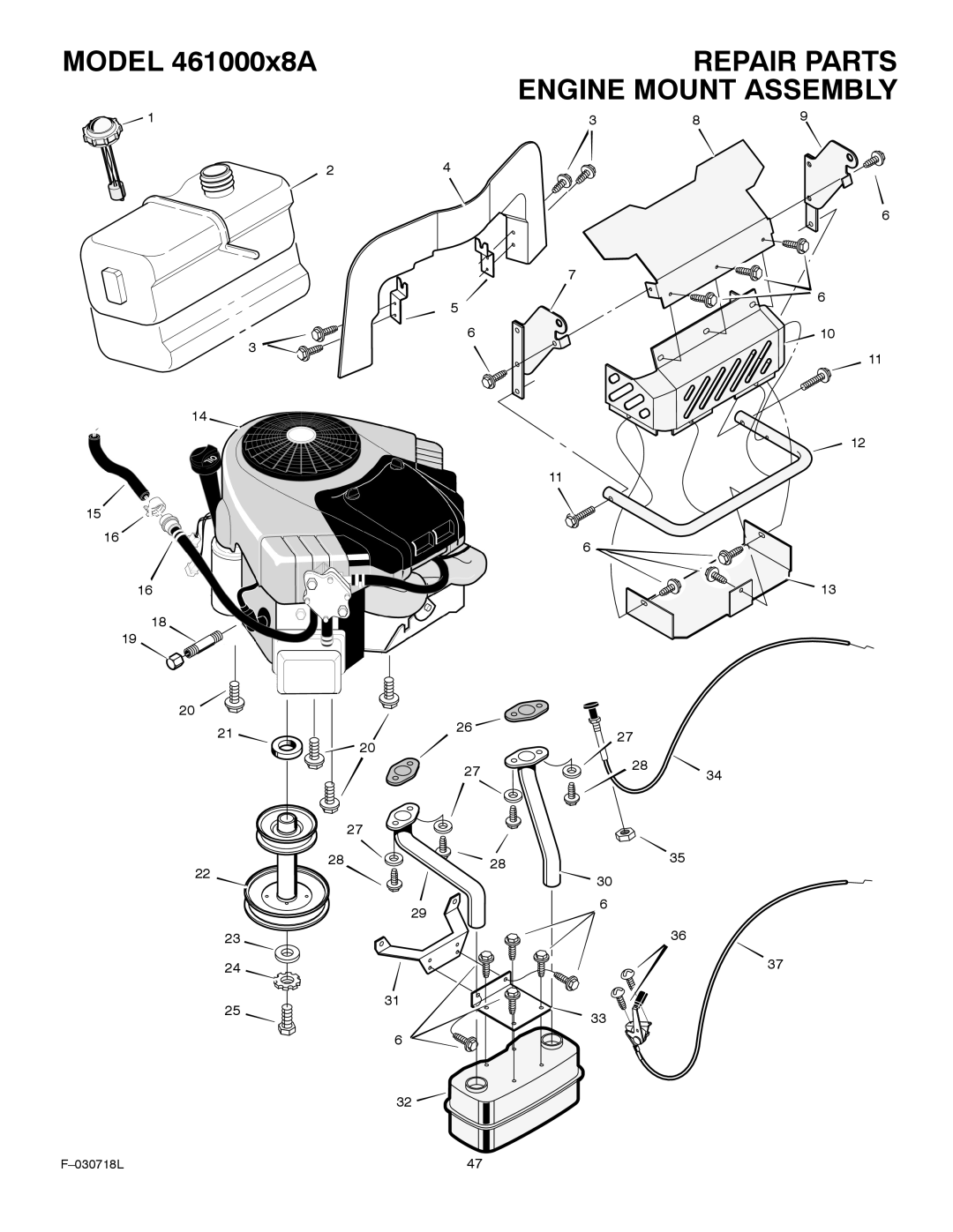 Murray 461000x8A manual Repair Parts Engine Mount Assembly 