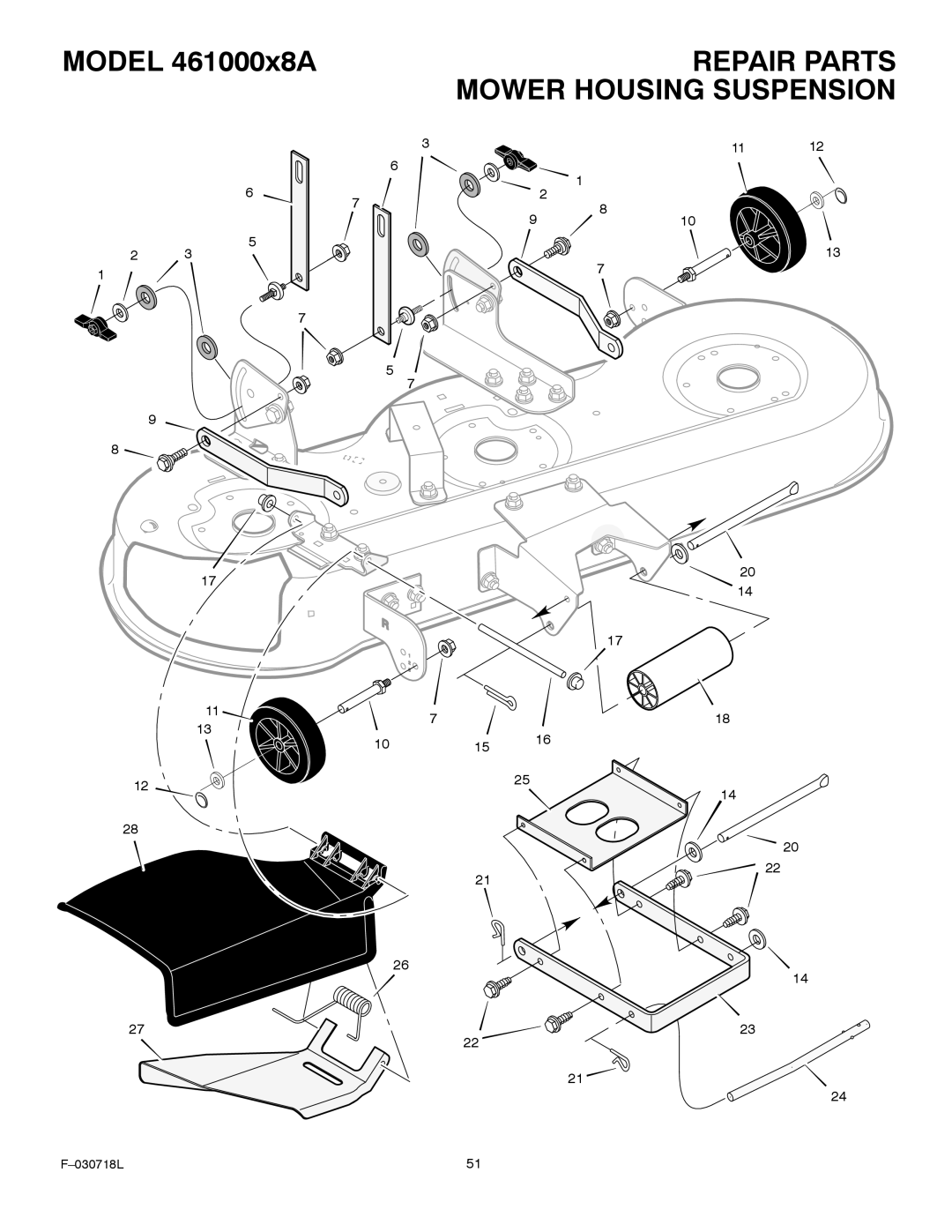 Murray 461000x8A manual Mower Housing Suspension 