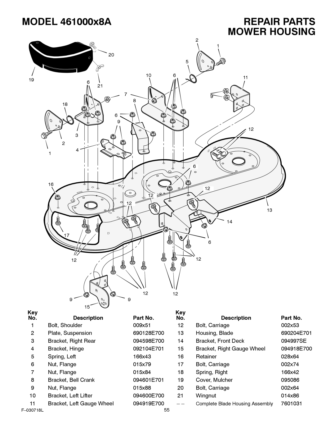 Murray 461000x8A manual Mower Housing 