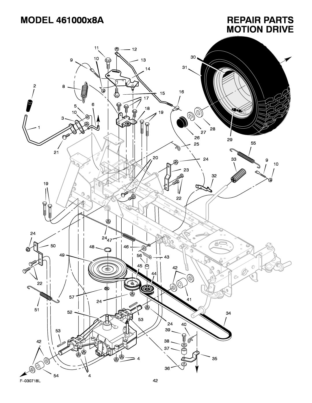 Murray manual Motion Drive, MODEL 461000x8A, Repair Parts, F-030718L 