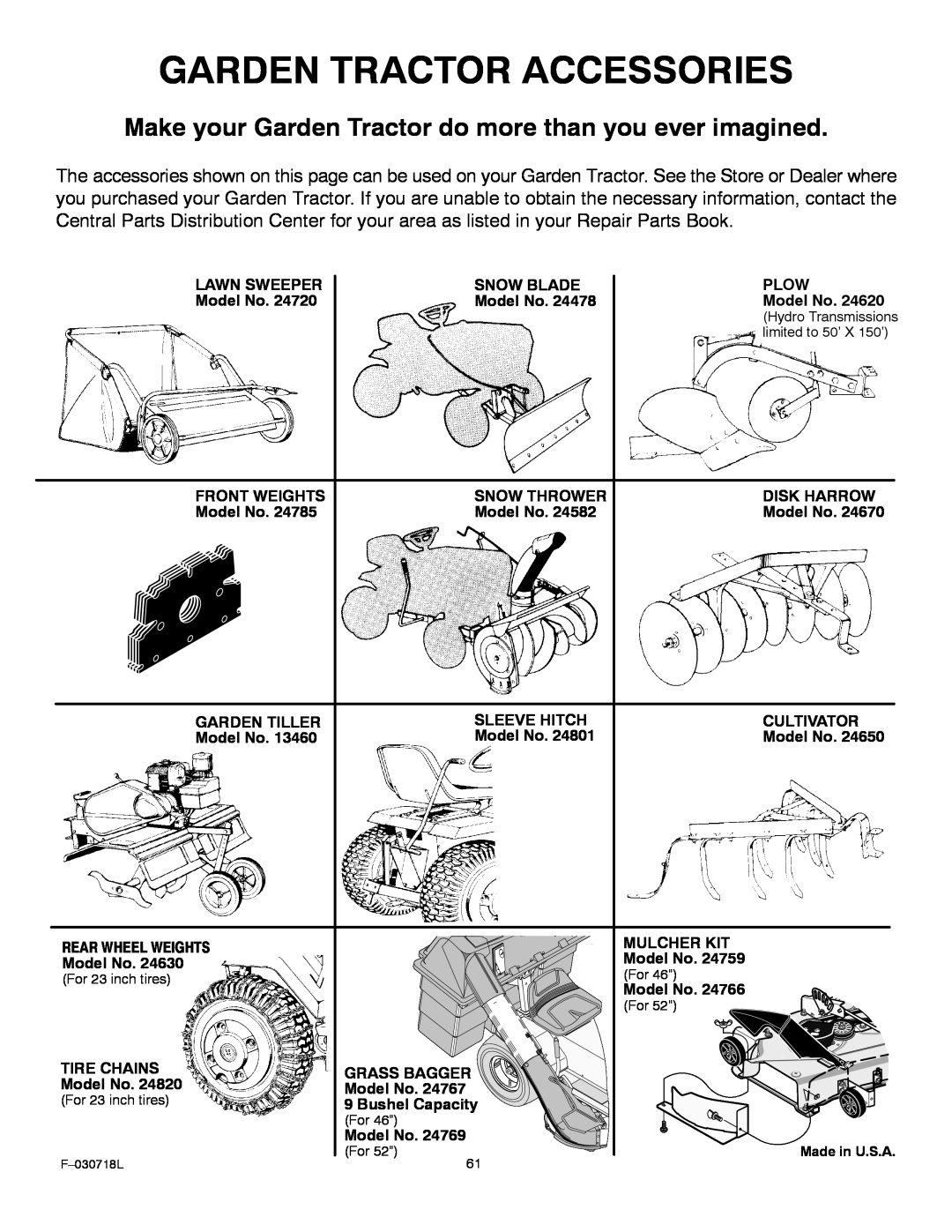 Murray 461000x8A manual Garden Tractor Accessories, Make your Garden Tractor do more than you ever imagined 