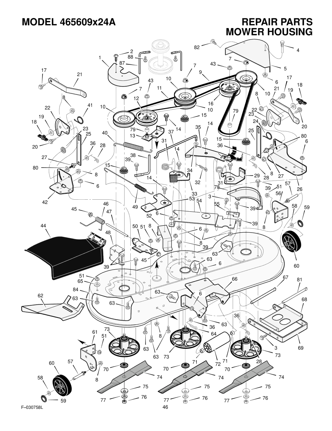 Murray 465609x24A manual Mower Housing 