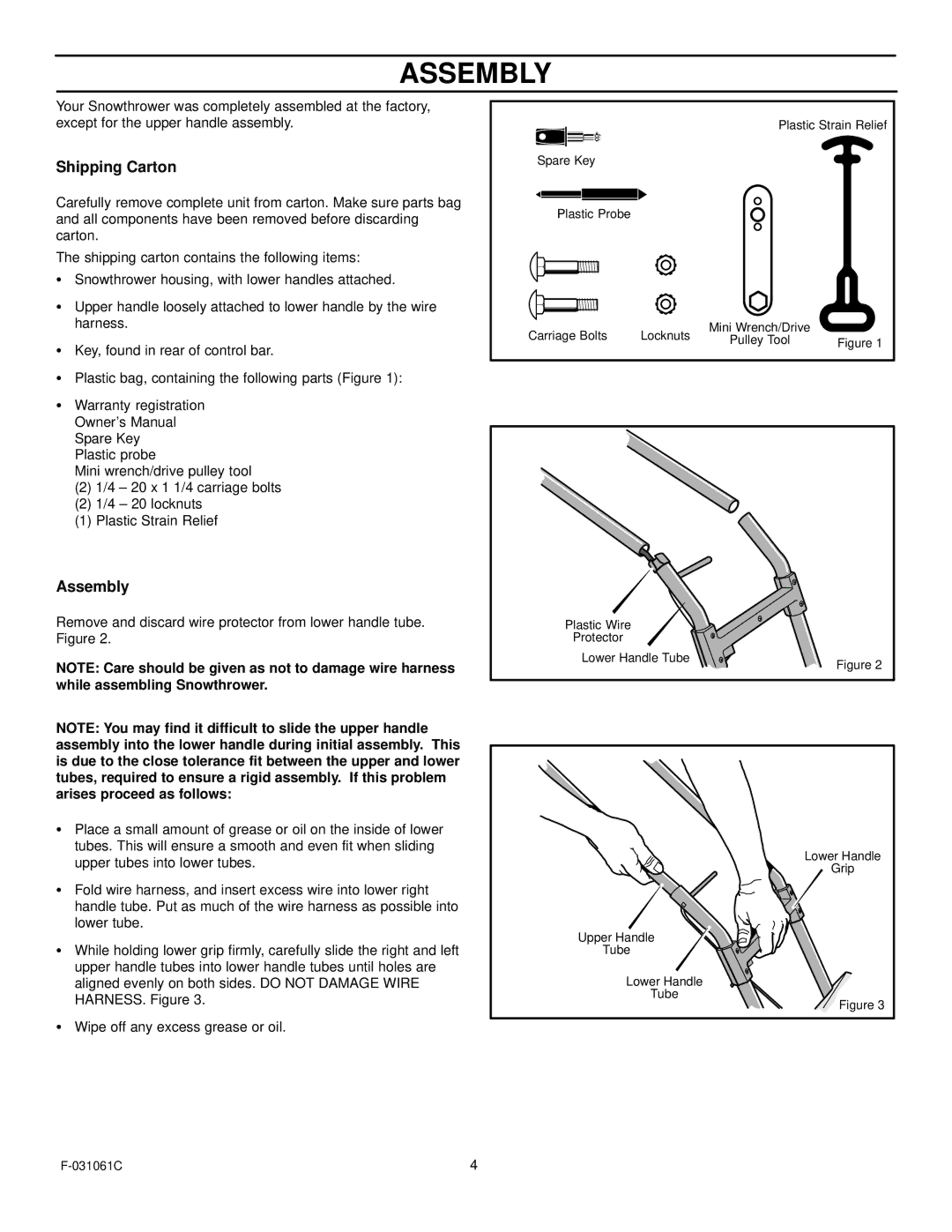 Murray 615000x30NA owner manual Assembly, Shipping Carton 