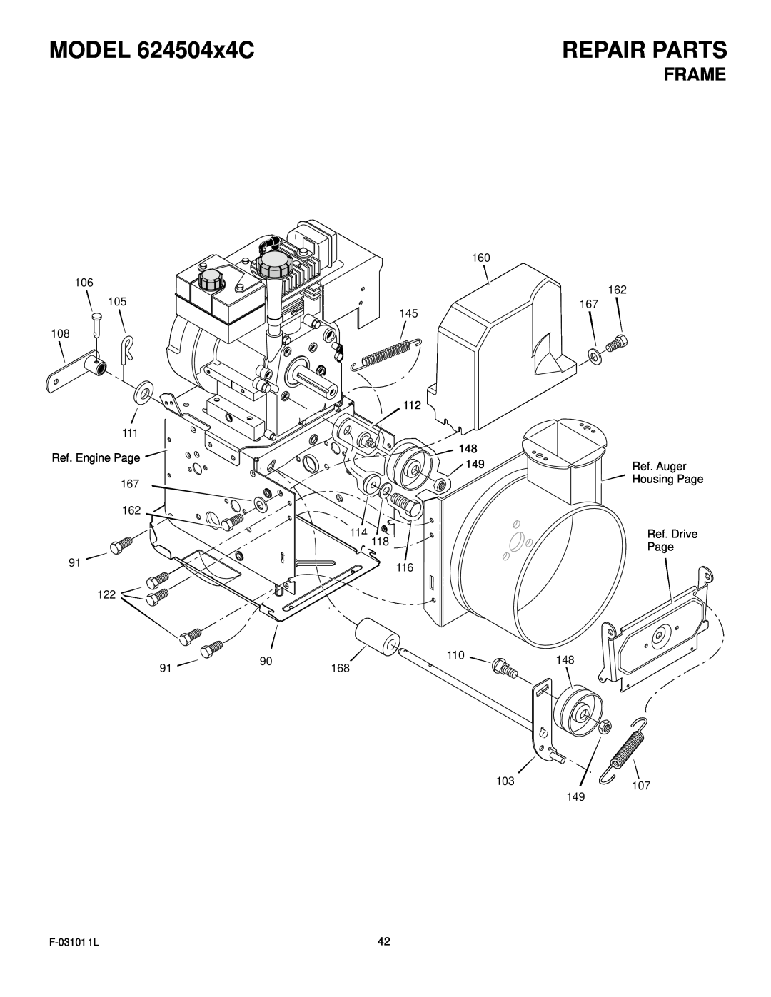 Murray manual Frame, MODEL 624504x4C, Repair Parts 