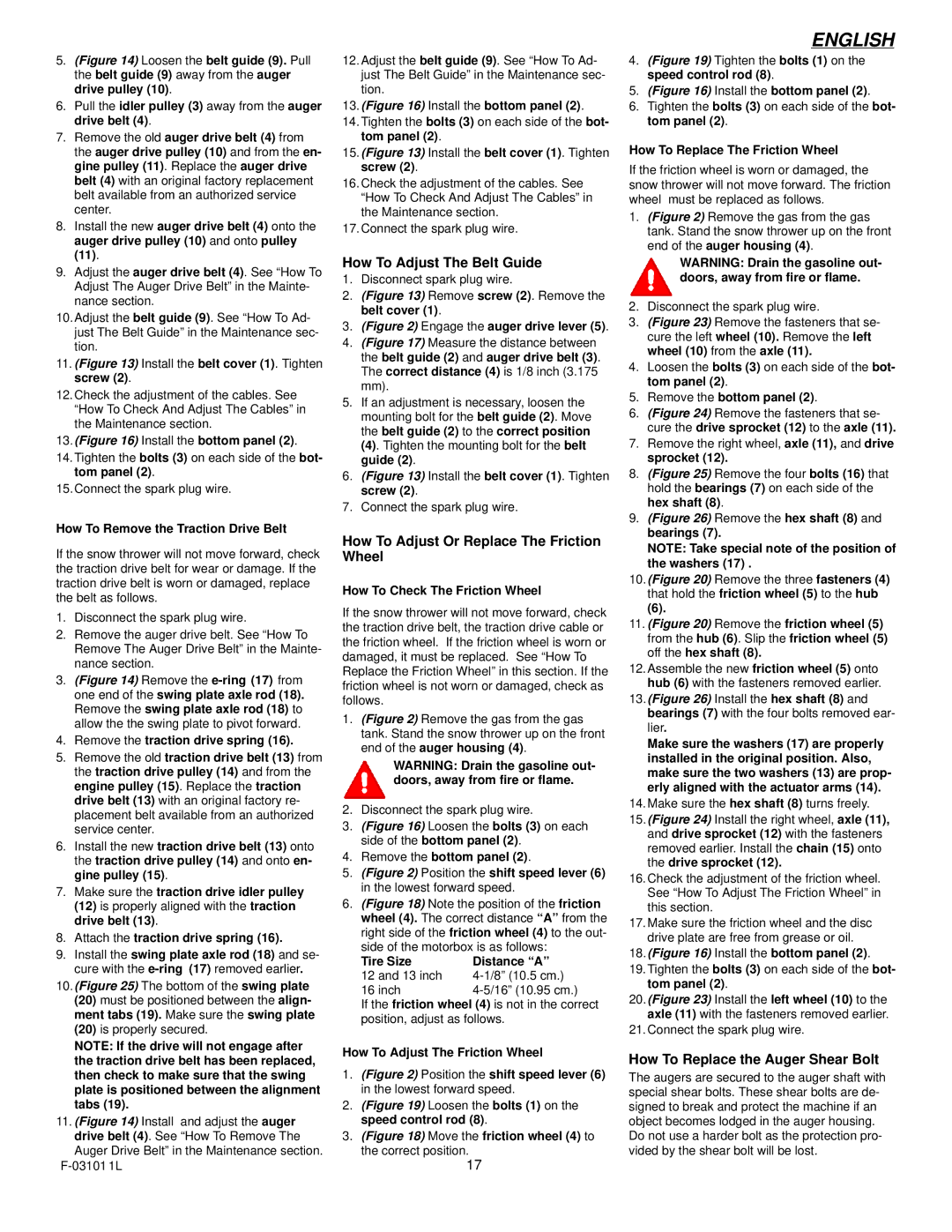 Murray 624504x4C manual How To Adjust The Belt Guide, How To Adjust Or Replace The Friction Wheel 