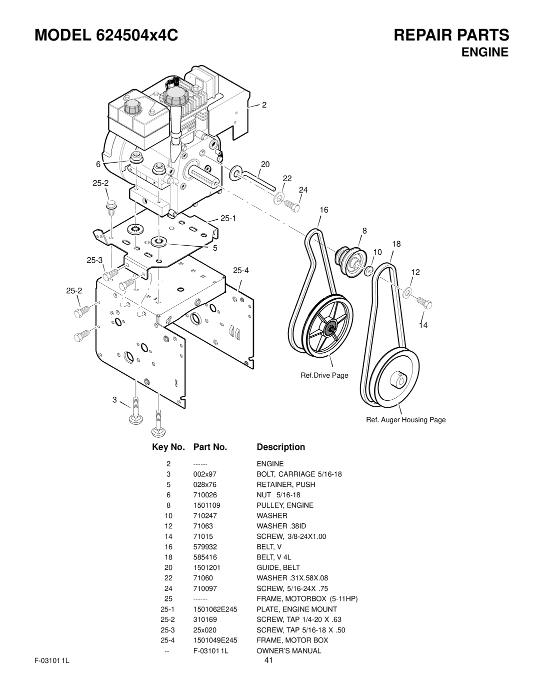 Murray manual Model 624504x4C 