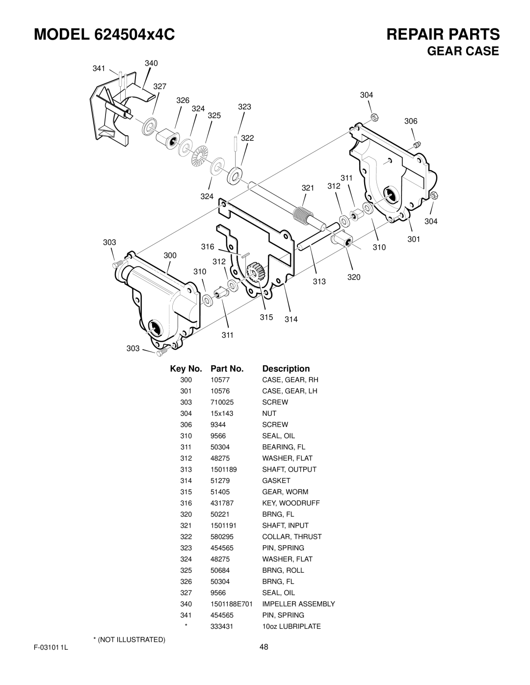 Murray 624504x4C manual Gear Case 