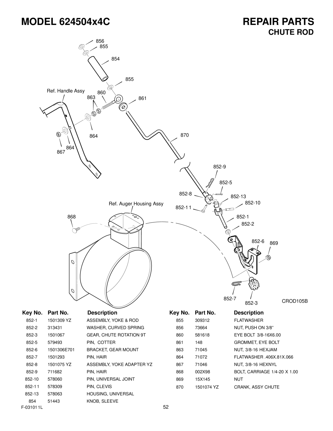 Murray 624504x4C manual Chute ROD 