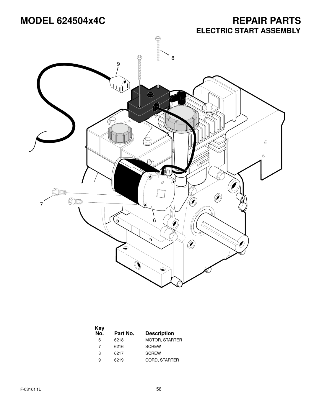 Murray 624504x4C manual Electric Start Assembly 