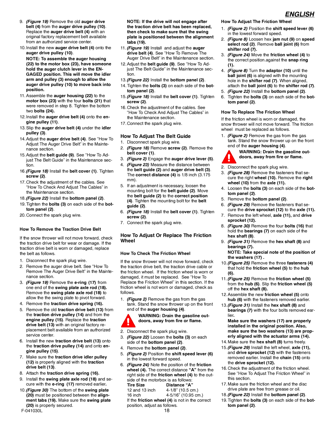 Murray 629108x84B manual How To Adjust The Belt Guide, How To Adjust Or Replace The Friction Wheel 