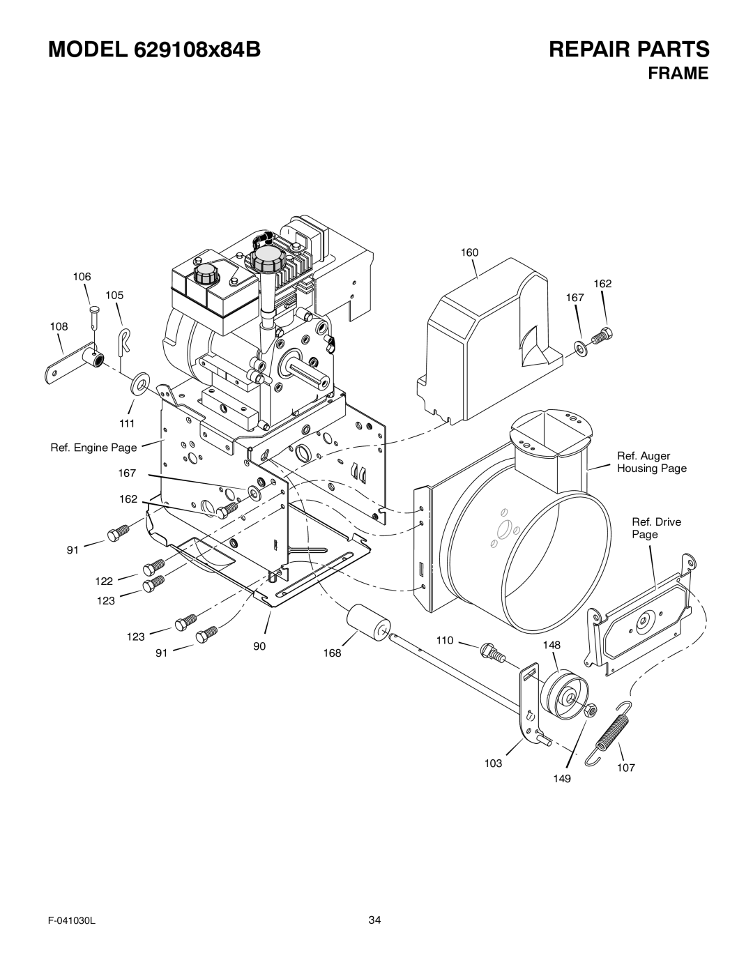 Murray 629108x84B manual Frame 