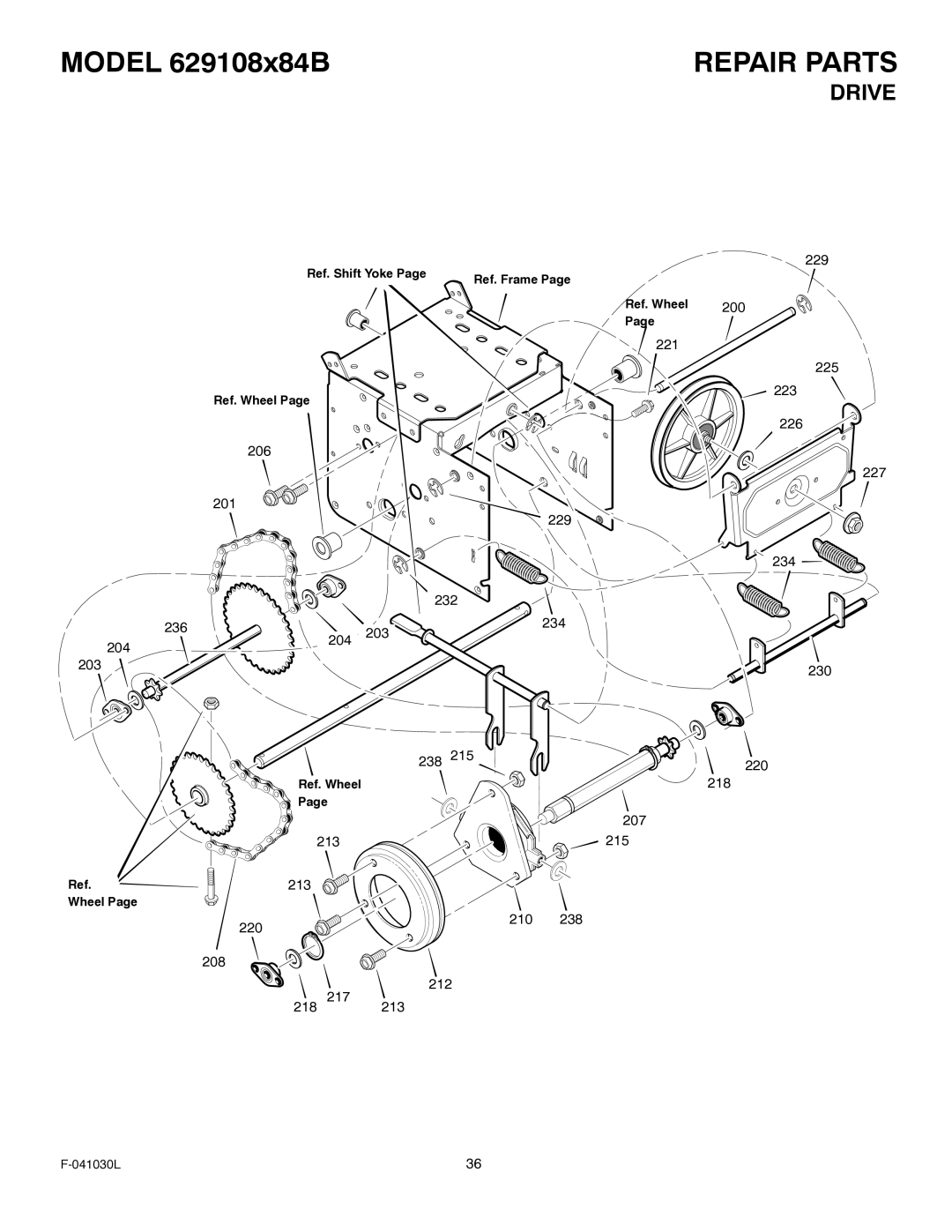 Murray 629108x84B manual Drive, 238 215, 213 