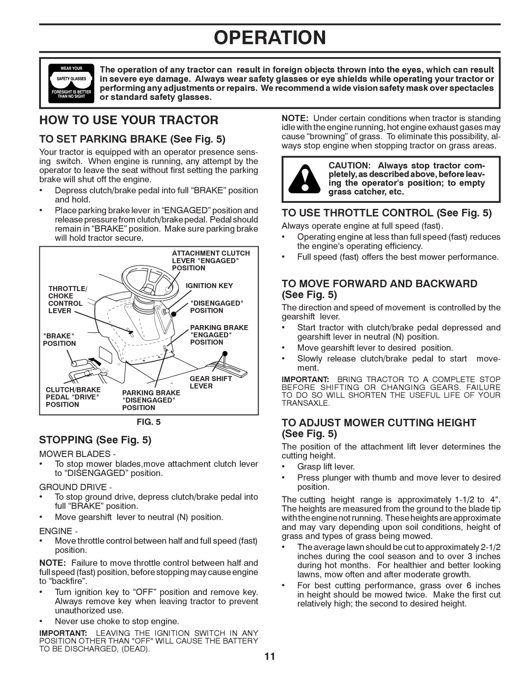 Murray 96012007200 manual HOW to USE Your Tractor 