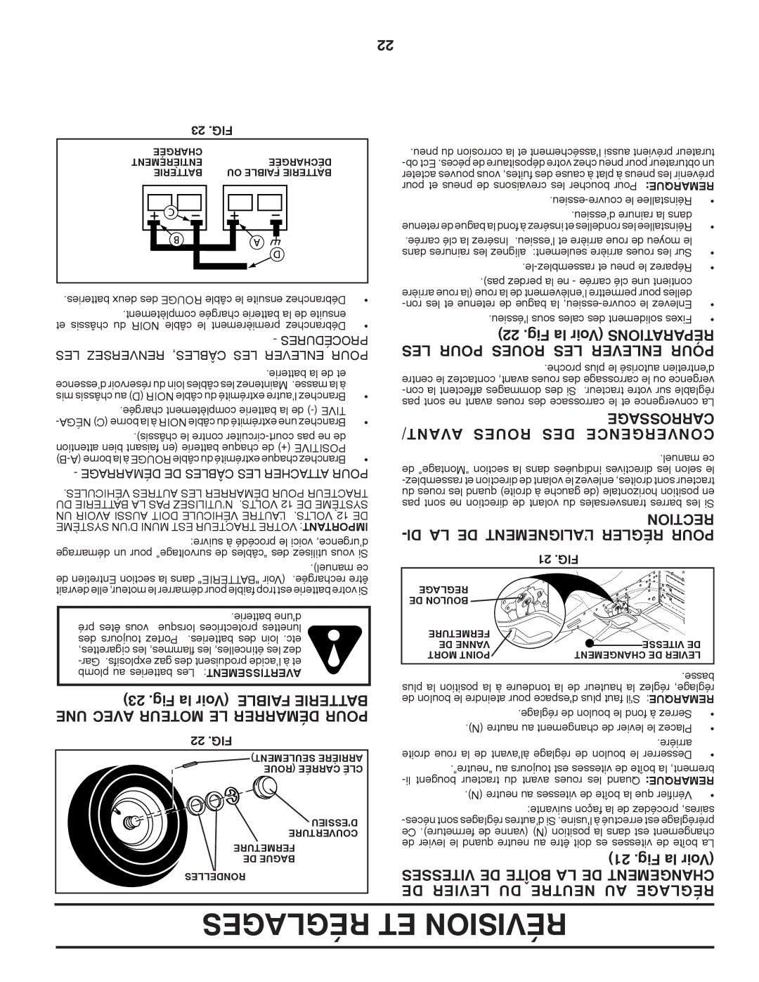 Murray 96012007200 manual Carrossage, AVANT/ Roues DES Convergence, DI LA DE L’ALIGNEMENT Régler Pour 