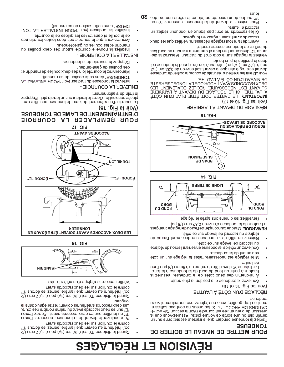 Murray 96012007200 manual Courroie Acer Rempl Pour, DE Boîtier LE Niveau DE Mettre Pour, Tondeuse DE Lame DE MENTNETRAÎD’EN 