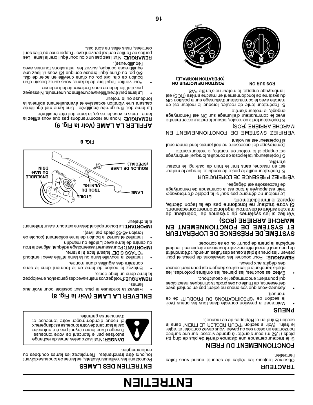 Murray 96012007200 manual Fig la Voir Lame LA Affiler, Fig la Voir Lame LA Enlever, EN Fonctionnement DE Système ET 