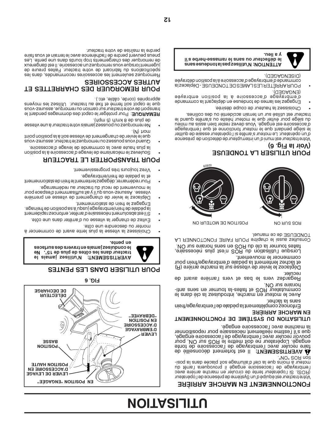 Murray 96012007200 manual Accessoires Autres, ET Charrettes DES Remorquer Pour, Tracteur LE Transporter Pour 