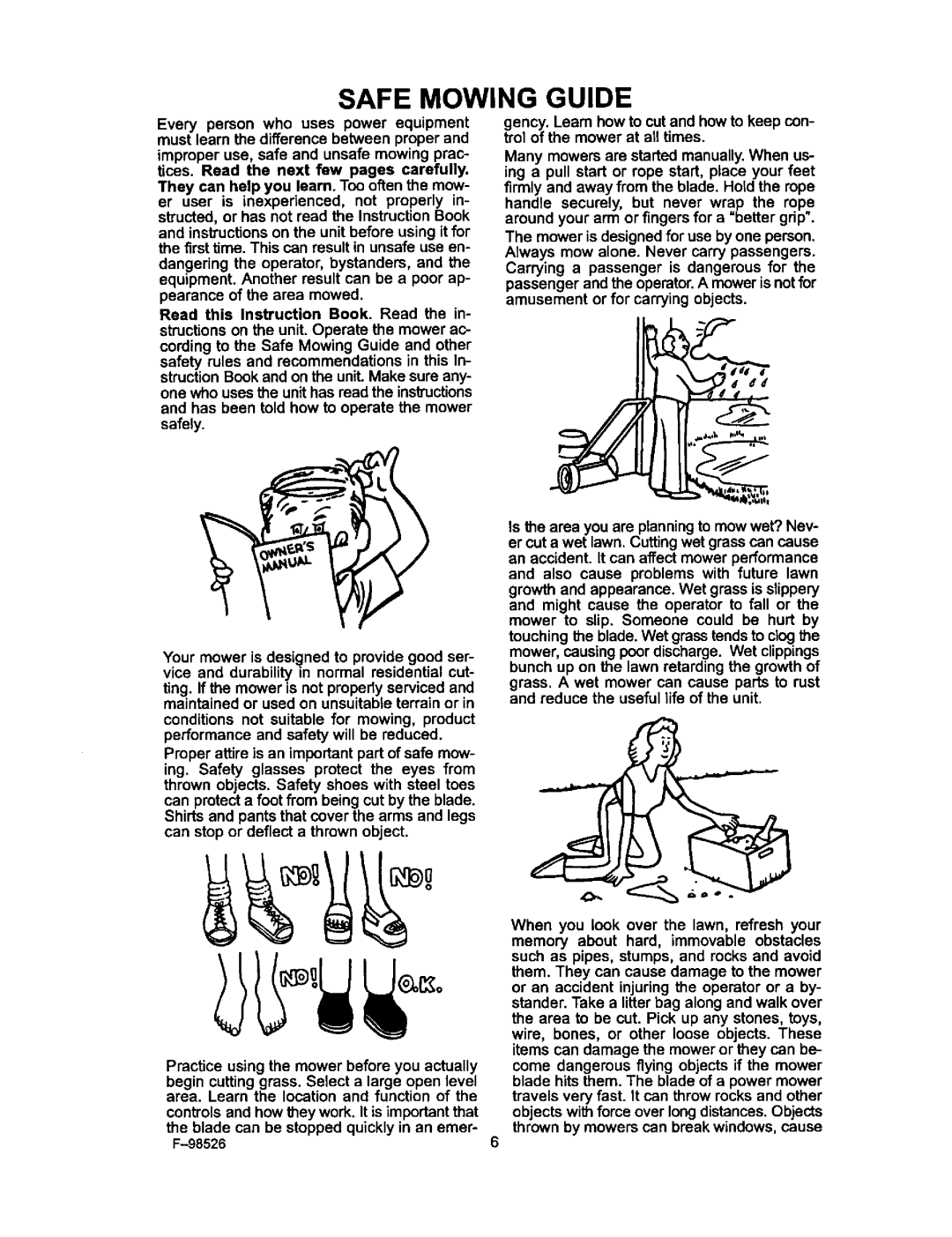 Murray F-98526, 22506x9A manual Safe Mowing Guide 