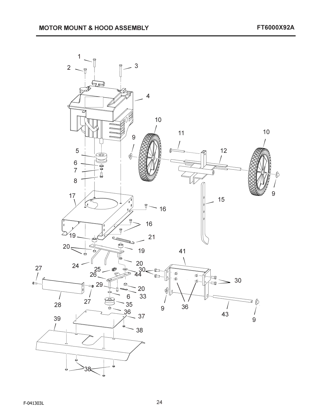 Murray FT6000X92A manual Motor Mount & Hood Assembly 