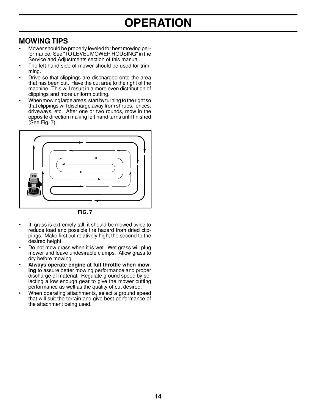 Murray MB12538LT manual Mowing Tips 