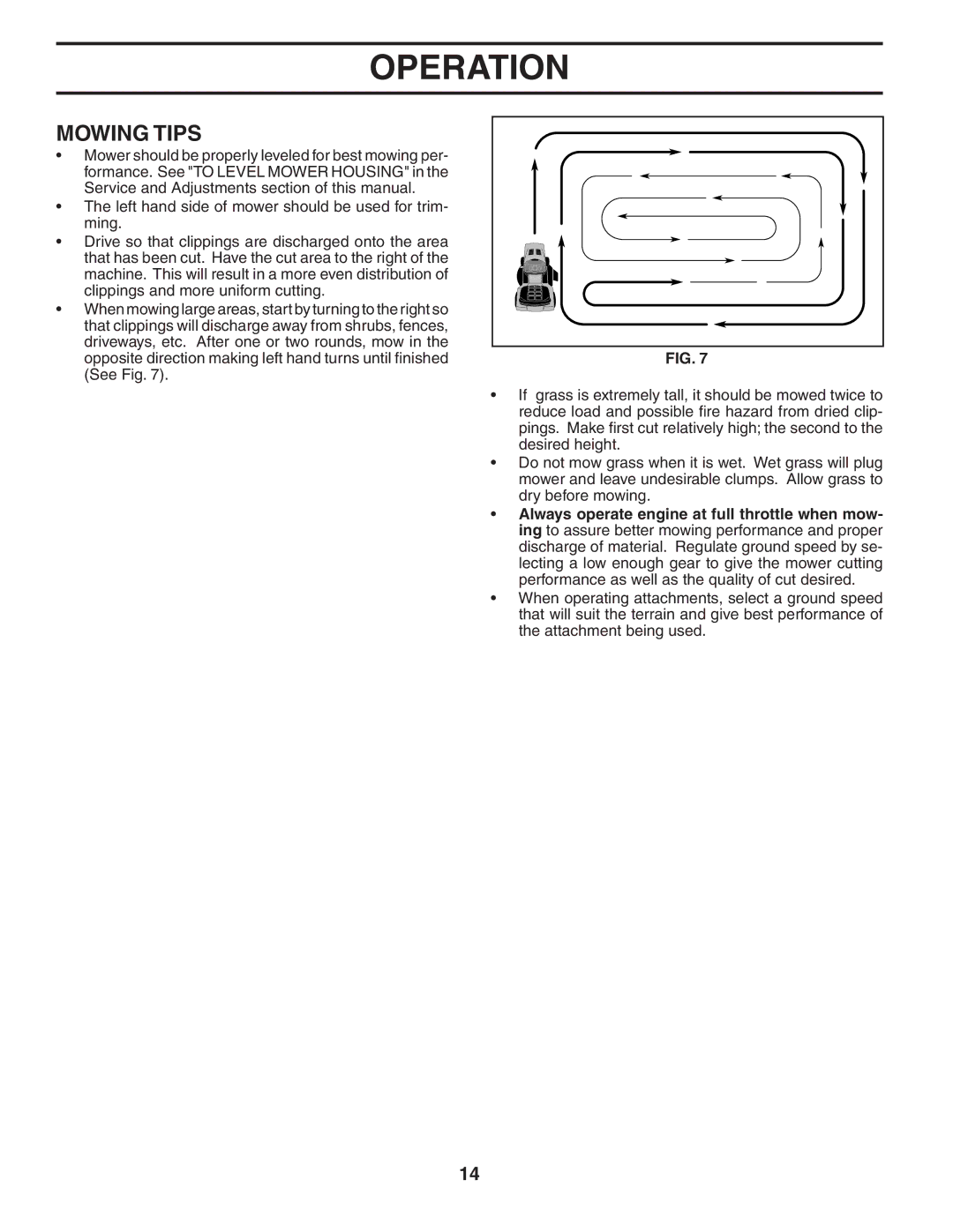 Murray MB1842LT manual Mowing Tips 