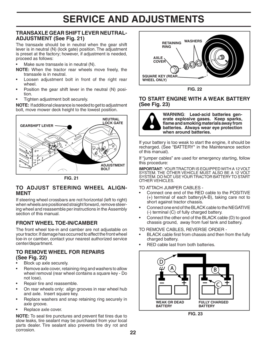 Murray MB1842LT manual Transaxle Gear Shift Lever NEUTRAL- Adjustment See Fig, To Adjust Steering Wheel ALIGN- Ment 