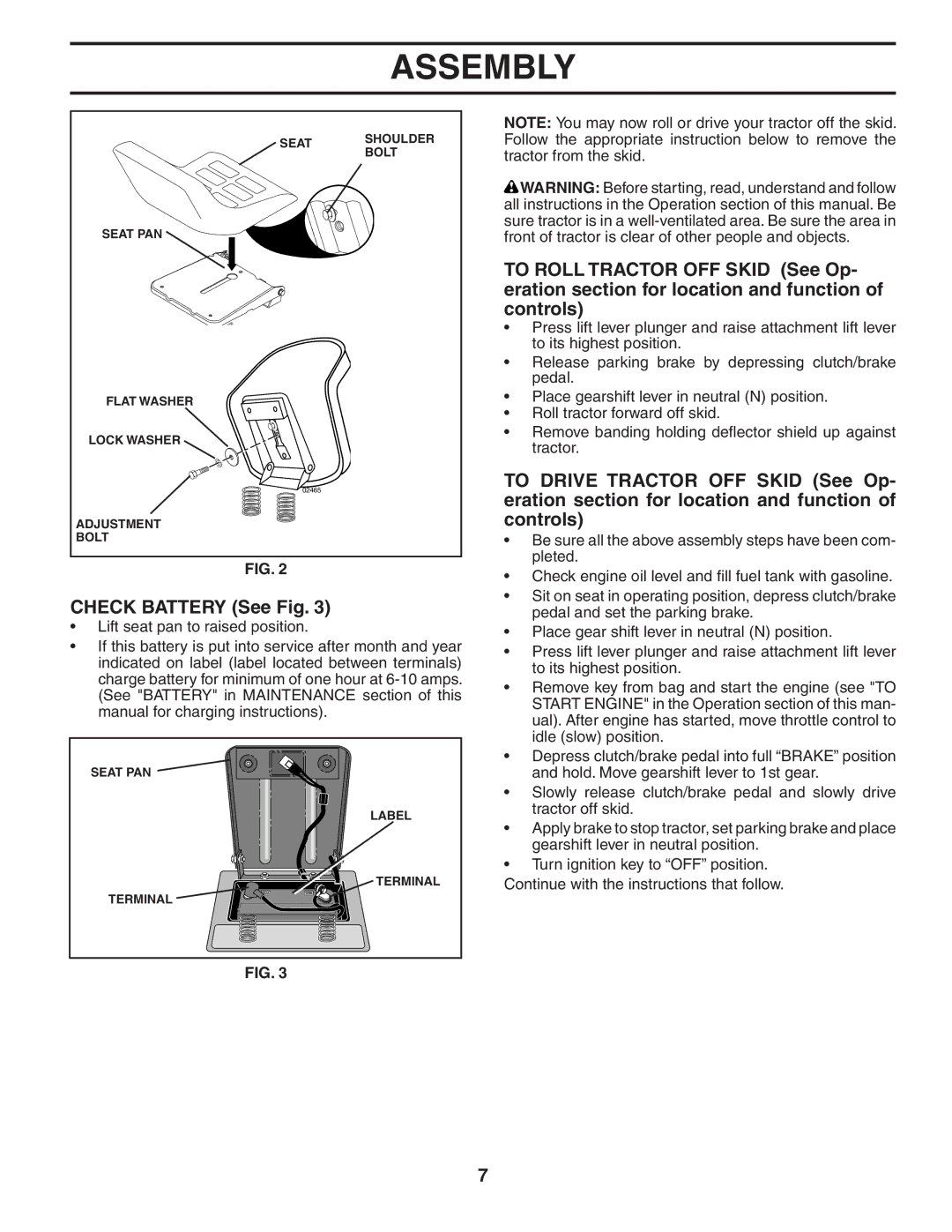 Murray MB1842LT manual Check Battery See Fig 