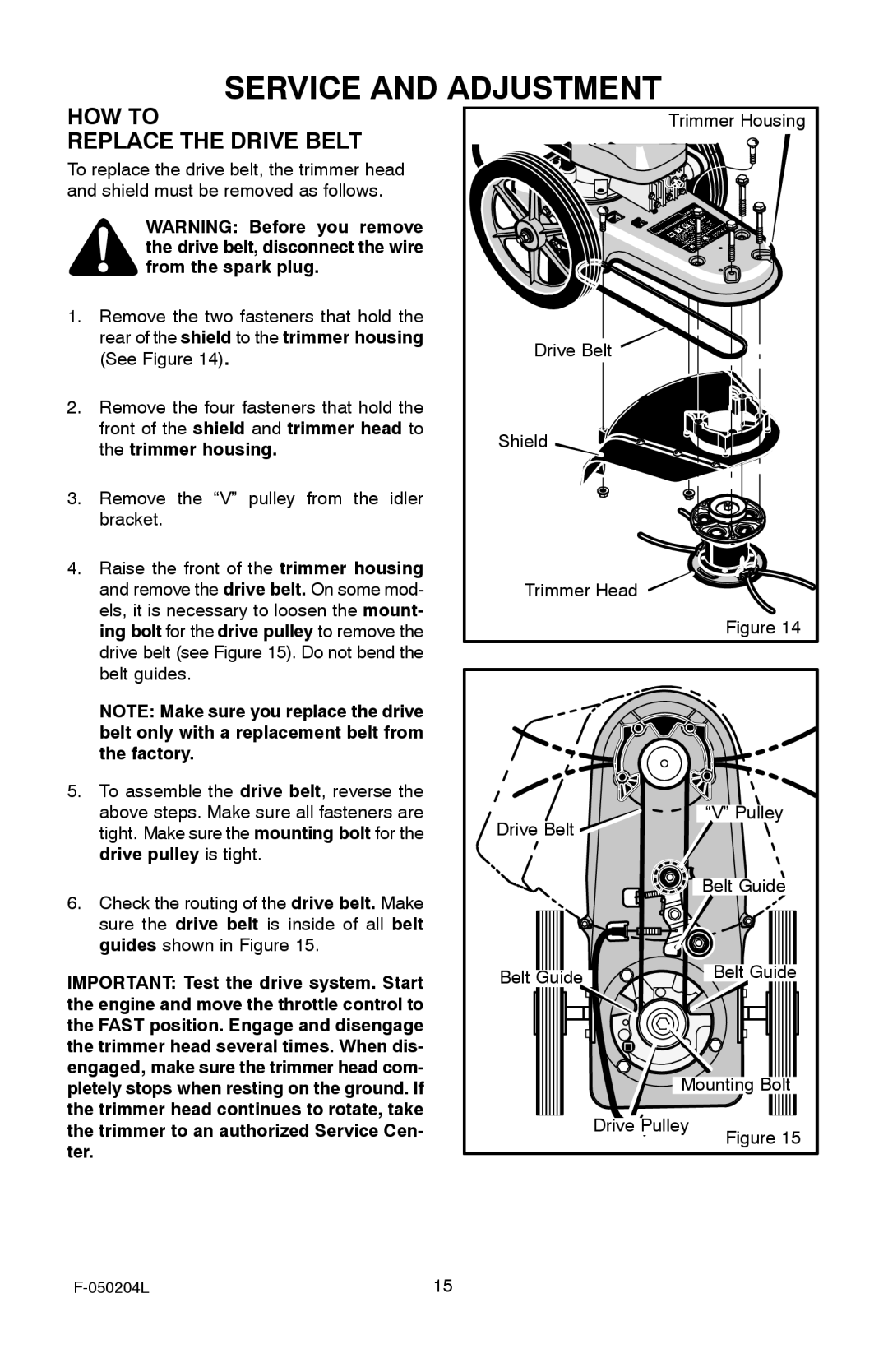 Murray TM6100X5A manual HOW to Replace the Drive Belt 