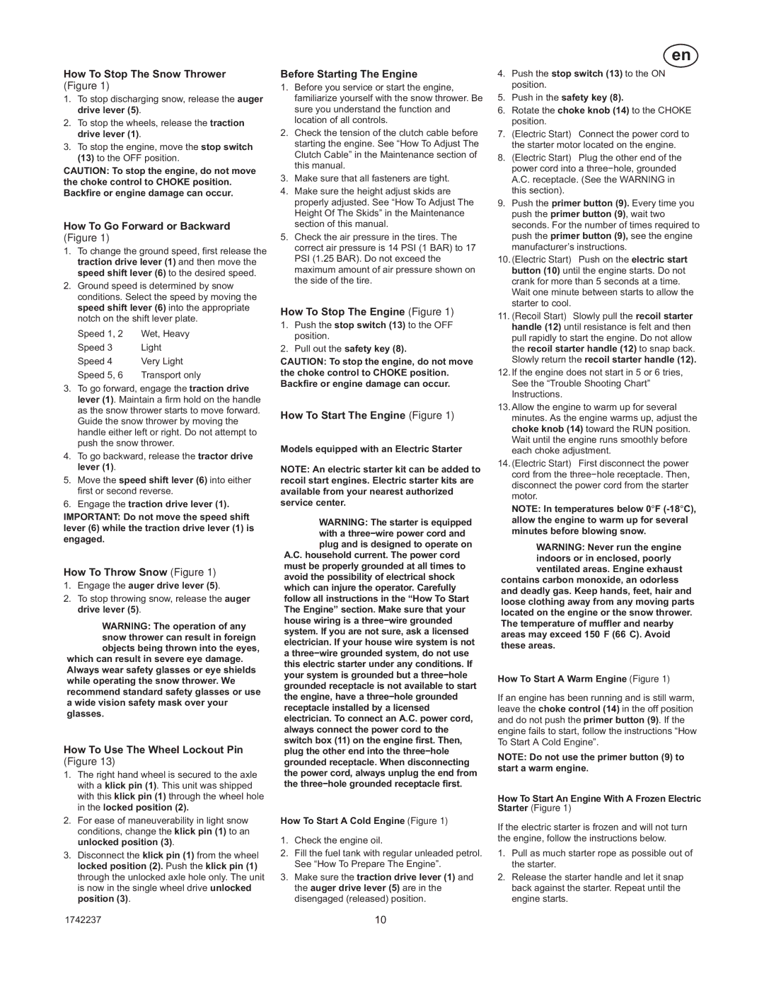 Murray TP 199-4955-00-LW-R How To Stop The Snow Thrower, How To Go Forward or Backward Figure, How To Throw Snow Figure 