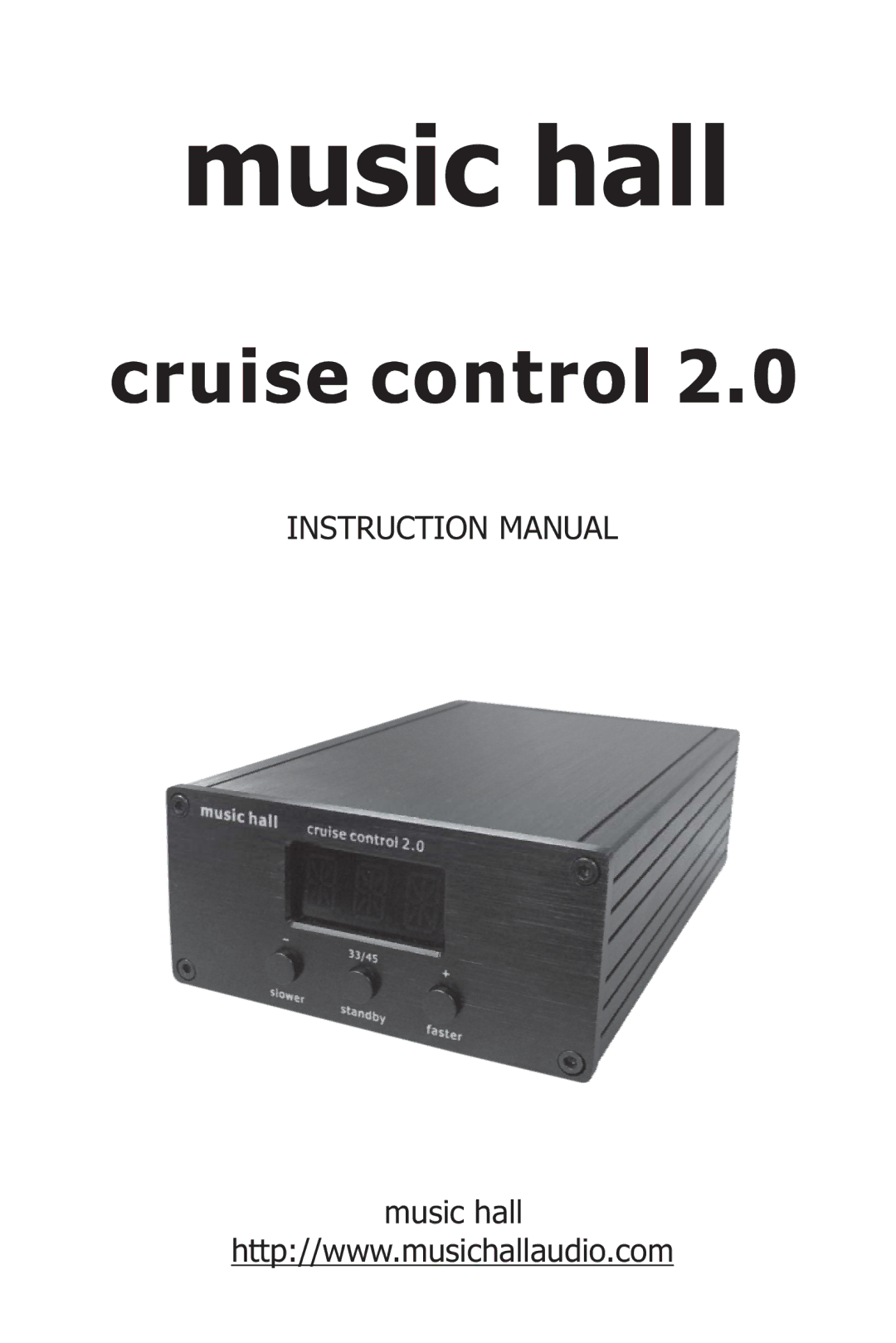 Music Hall Cruise Control 2.0 instruction manual Music hall 