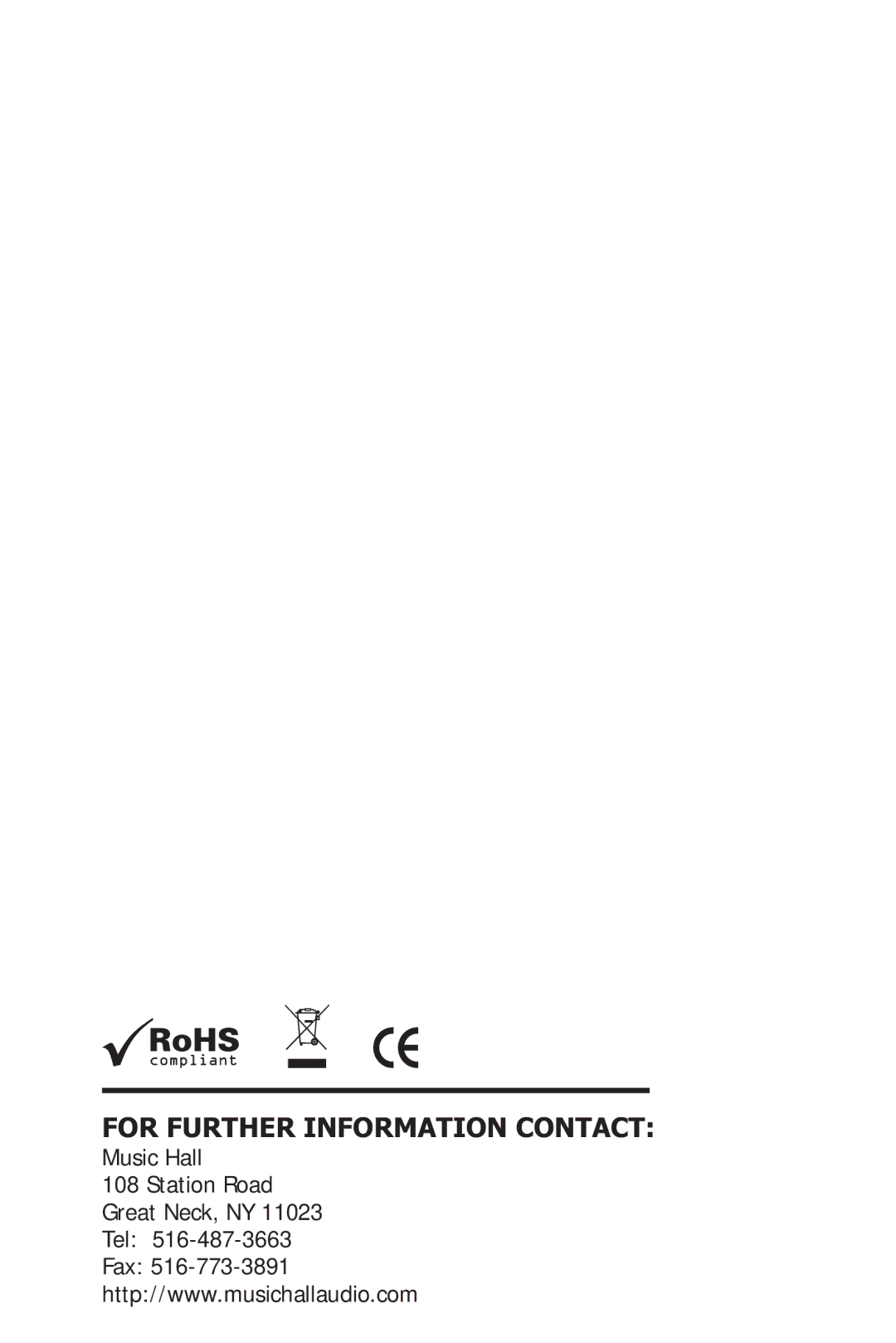 Music Hall Cruise Control 2.0 instruction manual For Further Information Contact 