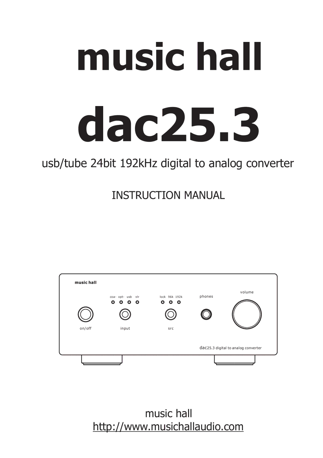 Music Hall DAC 25.3 Black instruction manual Dac25.3 