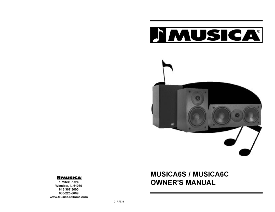 Musica 6C, 6S owner manual Mitek Plaza Winslow, IL 