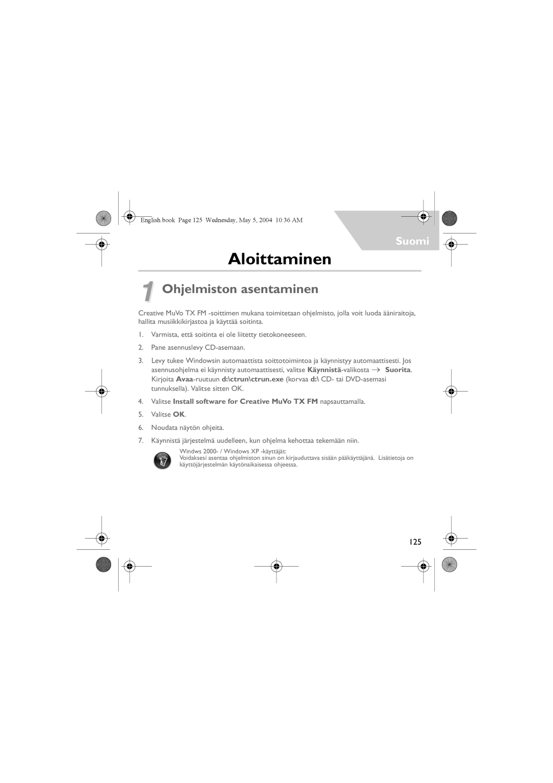 Musica CD Player manual Aloittaminen, Ohjelmiston asentaminen 