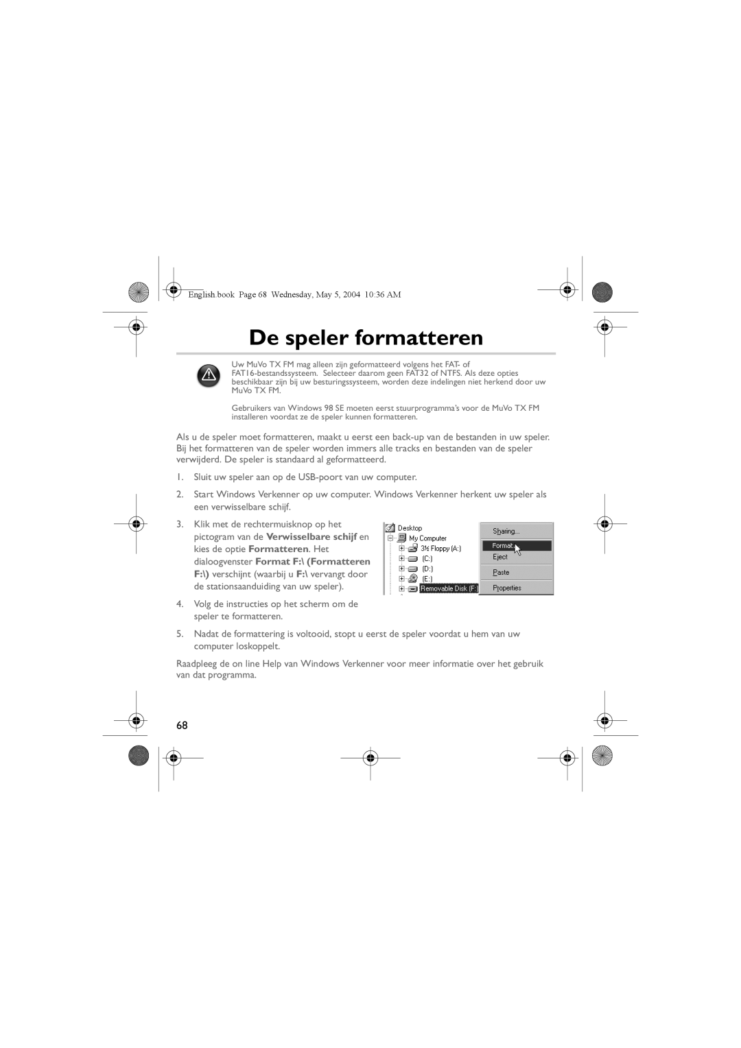 Musica CD Player manual De speler formatteren 