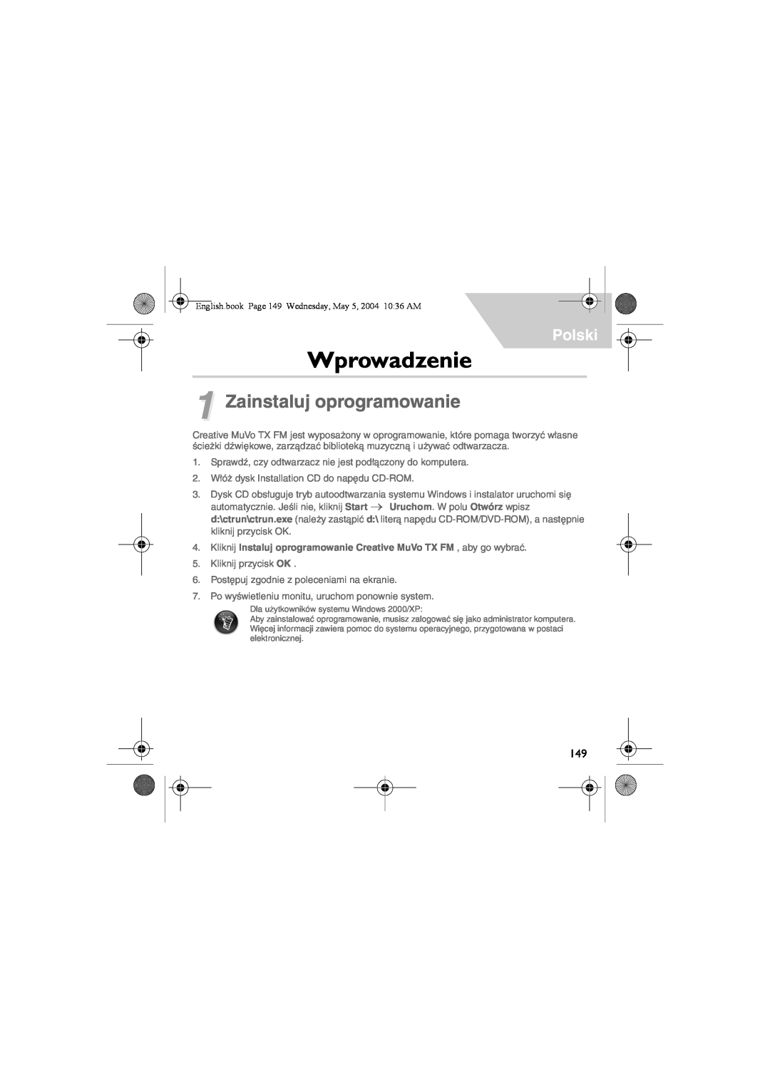Musica CD Player manual Wprowadzenie, Zainstaluj oprogramowanie, Polski 