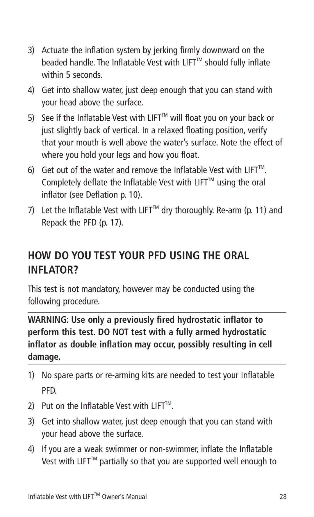 Mustang Survival MD0450 22 manual HOW do YOU Test Your PFD Using the Oral INFLATOR? 