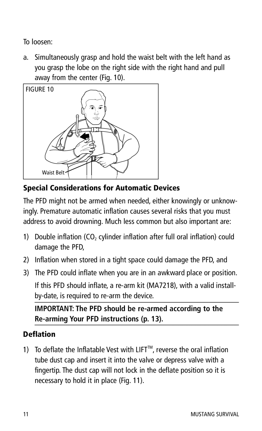 Mustang Survival MD0450 manual Special Considerations for Automatic Devices 