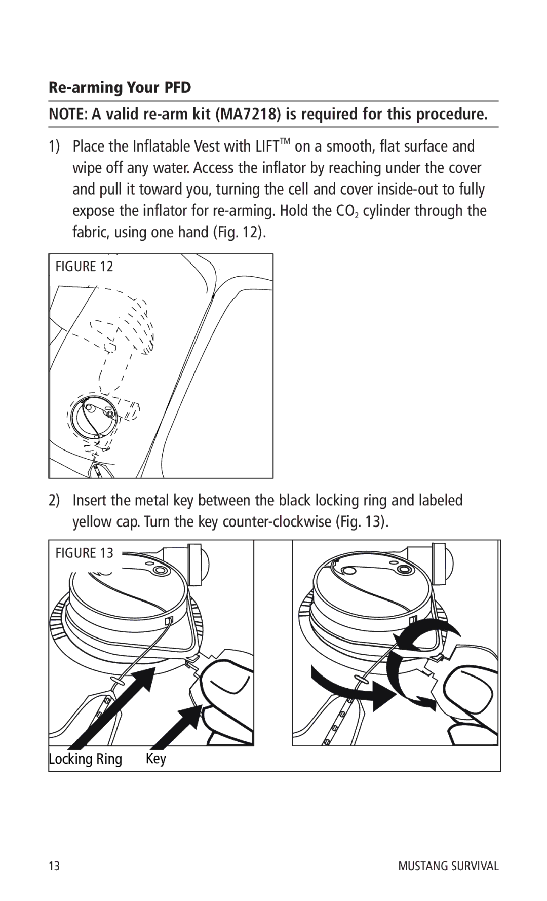 Mustang Survival MD0450 manual Re-arming Your PFD 