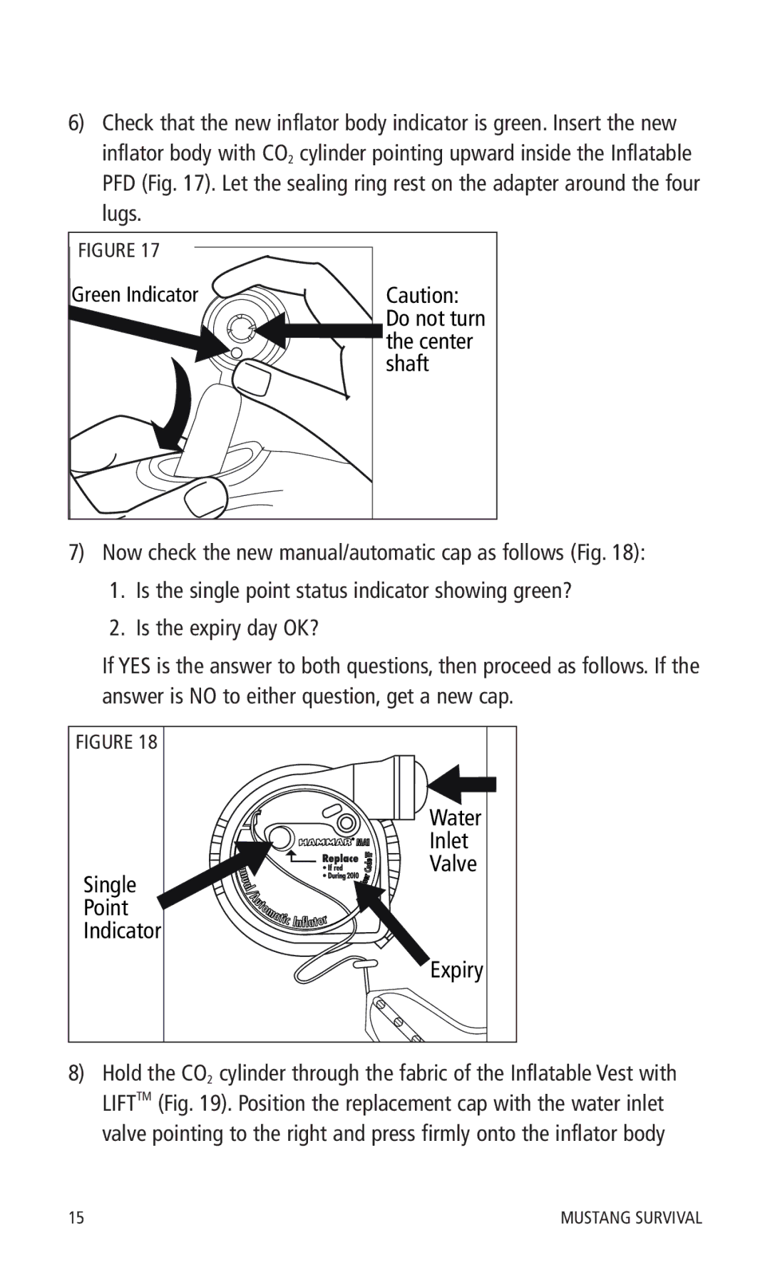 Mustang Survival MD0450 manual Shaft, Inlet, Valve, Single, Point, Indicator 