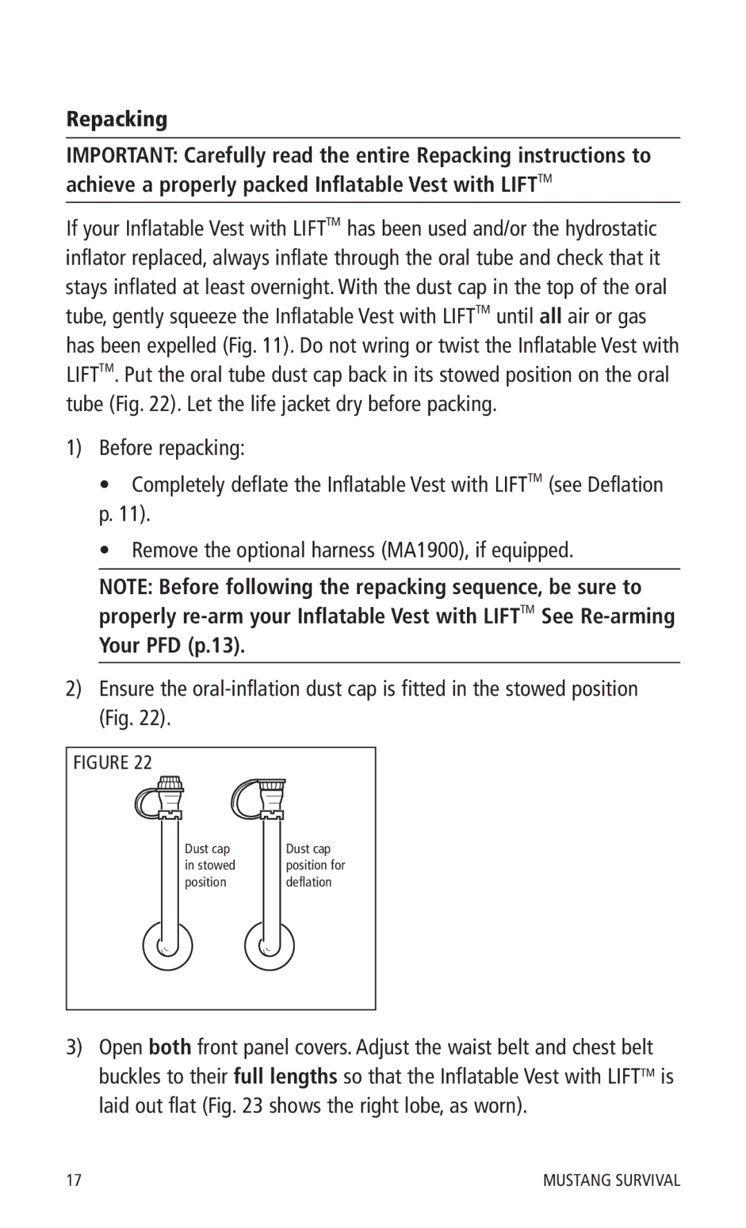 Mustang Survival MD0450 manual Repacking, Your PFD p.13 