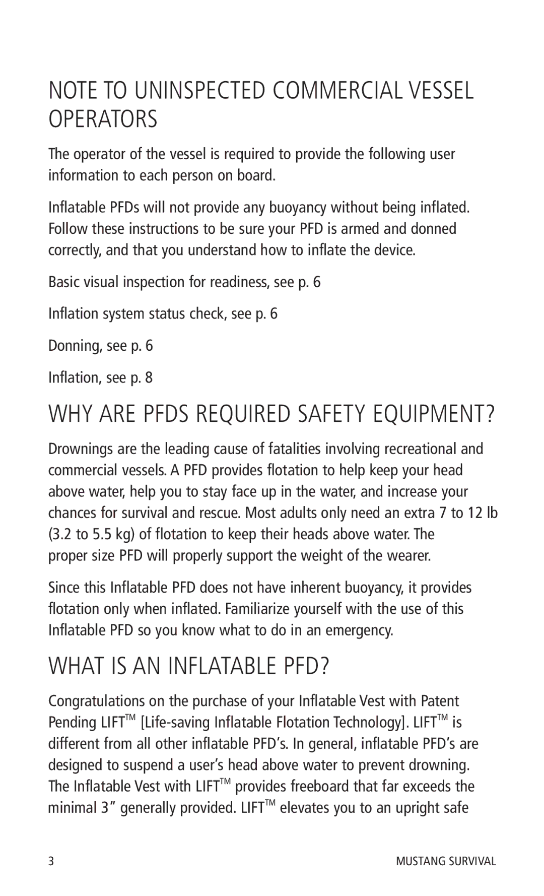 Mustang Survival MD0450 manual What is AN Inflatable PFD? 