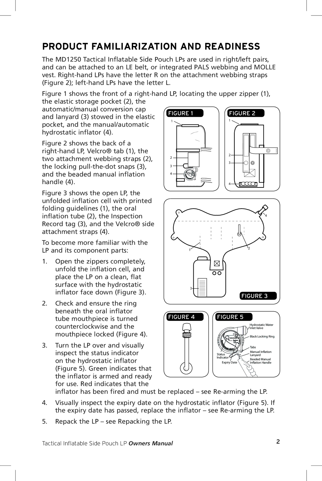 Mustang Survival MD1250 manual Product Familiarization and Readiness 